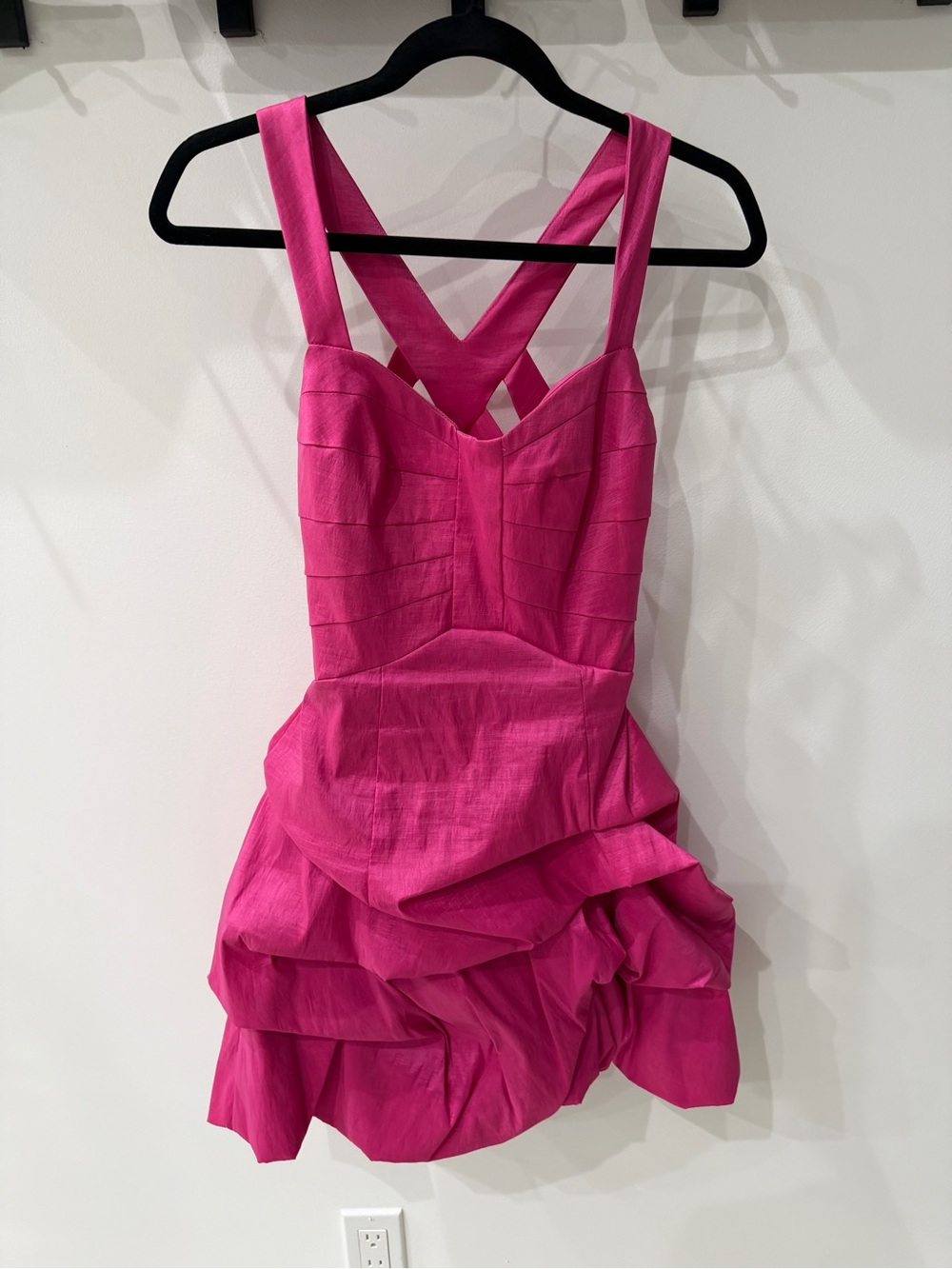 Jessica McClintock Hot Pink Dress with Crossed Straps gunne sax cocktail